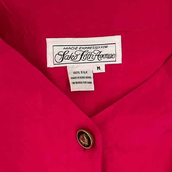 Saks Fifth Avenue Women's Vintage Fuchsia Long Sleeve Jumpsuit Size M - Picture 12 of 14